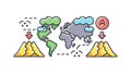 Global Warming Climate Change World Map Hazard Icon, vector design Generative AI Royalty Free Stock Photo