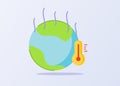 Global warming concept earth thermometer white isolated background with flat style Royalty Free Stock Photo