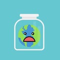 Global warming concept in a jar flat style illustration