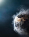 Global warming concept with steamy planet Earth