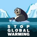 Global warming concept. Stop Global warming vector poster Royalty Free Stock Photo