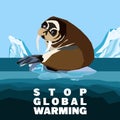 Global warming concept. Stop Global warming vector poster Royalty Free Stock Photo