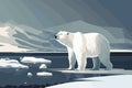 Global warming concept vector illustration in minimalist style with polar bear Royalty Free Stock Photo