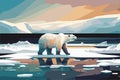 Global warming concept vector illustration in minimalist style with polar bear Royalty Free Stock Photo