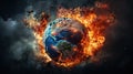 Global warming, a conceptual image. Earth globe burning Royalty Free Stock Photo