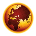 Global warming. Drought effect. Climate change. Environmental danger vector icon. Africa, Asia and Europe view. Royalty Free Stock Photo