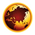 Global warming. Drought effect. Climate change. Environmental danger vector icon. Asia and Europe view. Royalty Free Stock Photo