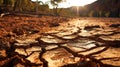 Global warming, extreme weather events, a cracked, dry outback. Climate Change Impact on Dry Cracked Outback Landscape Royalty Free Stock Photo