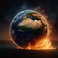 Global warming, Globe burning, Earth Burning, burning earth in fire, Climate change and Global warming Concept Royalty Free Stock Photo
