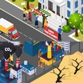 Global Warming Isometric Banners