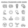 Global warming line icons Royalty Free Stock Photo