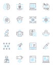 Global Warming linear icons set. Carbon, Oz, Temperature, Emission, Environment, Renewable, Climate line vector and