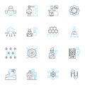 Global Warming linear icons set. Carbon, Oz, Temperature, Emission, Environment, Renewable, Climate line vector and