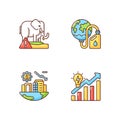 Global warming RGB color icons set Royalty Free Stock Photo