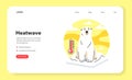 Global warming web banner or landing page. Polar bear on melting Royalty Free Stock Photo