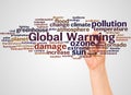 Global Warming word cloud and hand with marker concept Royalty Free Stock Photo