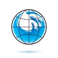 Global water circulation vector logotype for use in spa and resort organizations. Human and nature harmony concept.