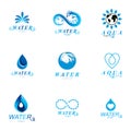 Global water circulation vector symbol for use in mineral water advertising.