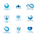 Global water circulation vector symbol for use in mineral water advertising.