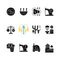 Global water crisis black glyph icons set on white space Royalty Free Stock Photo