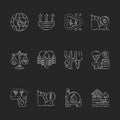 Global water crisis chalk white icons set on dark background