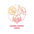 Global water crisis red gradient concept icon