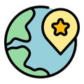 Global web interface icon color outline vector Royalty Free Stock Photo