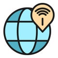 Global wifi icon color outline vector