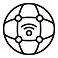 Global wifi internet icon, outline style