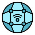 Global wifi internet icon vector flat