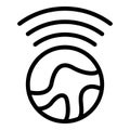 Global wifi system icon outline vector. Private internet