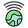 Global wifi system icon vector flat