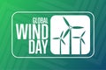 Global Wind Day. Holiday concept. Template for background, banner, card, poster with text inscription. Vector EPS10 Royalty Free Stock Photo