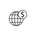 Global, world, dollar icon. Element of finance illustration. Signs and symbols icon can be used for web, logo, mobile app, UI, UX Royalty Free Stock Photo