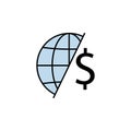 global, world, dollar icon. Element of finance illustration. Signs and symbols icon can be used for web, logo, mobile app, UI, UX Royalty Free Stock Photo