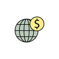 global, world, dollar icon. Element of finance illustration. Signs and symbols icon can be used for web, logo, mobile app, UI, UX Royalty Free Stock Photo