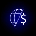 global world dollar icon in neon style. Element of finance illustration. Signs and symbols icon can be used for web, logo, mobile Royalty Free Stock Photo