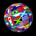 Global world flags sphere Royalty Free Stock Photo