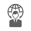 Global, world, manager icon. Gray vector graphics Royalty Free Stock Photo
