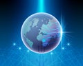 Global World map cyber line bigdata system transformation