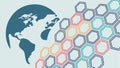 Global World Map with Hexagonal Tech Network Overlay vector design Generative AI Royalty Free Stock Photo