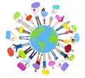 Global World Map People Circle Happiness Togetherness Cheerful C Royalty Free Stock Photo