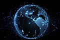 Global world network and telecommunication background. Communication technology for internet business. Generative Ai Royalty Free Stock Photo