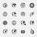 Global and world sign icons set.jinkzcircleline