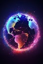 Global world telecommunication network with nodes connected. Generative AI