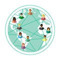 Global and worldwide network concept with ethnically diverse people networking around the globe Royalty Free Stock Photo