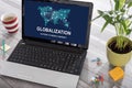 Globalization concept on a laptop Royalty Free Stock Photo