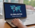 Globalization concept on a laptop Royalty Free Stock Photo