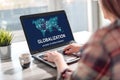 Globalization concept on a laptop screen Royalty Free Stock Photo