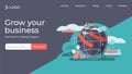 Globalization flat tiny persons vector illustration landing page template design